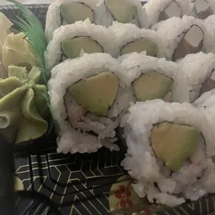 Showing almost nothing of crab in the California roll