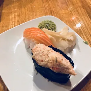 Crab salad and salmon