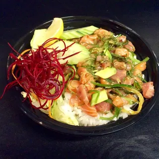 Poke Salmon and Tuna Bowl