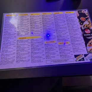 The menu