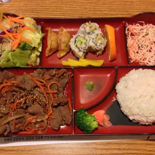 Bento Box lunch with bulgoki