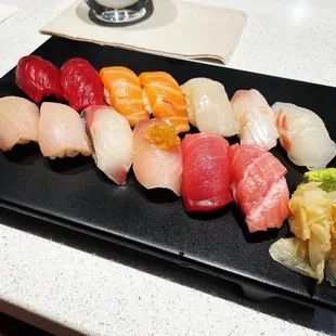 Premium omakase (partial, more pieces came after)