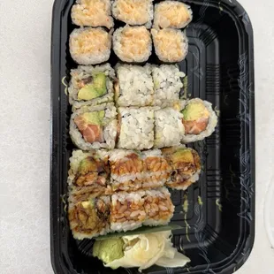 Spicy scallop Roll, Salmon Avo Roll, Eel Avocado