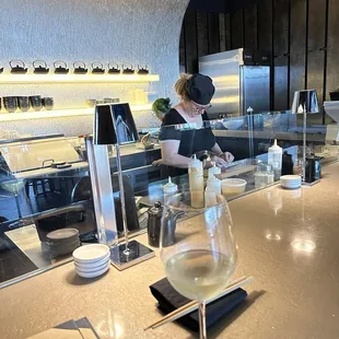 Sushi bar area with the master chef!