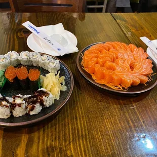 Salmon Sashimi Salmon Roe Sushi Tempura Roll  Crab Sushi