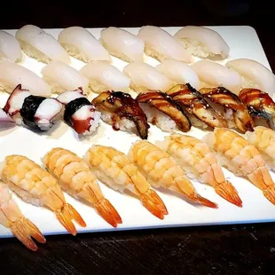 Negril, Eel, octopus and ebi shrimp and escolar.