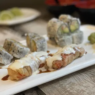 Holiday roll, Californian Roll and Shrimp tempura