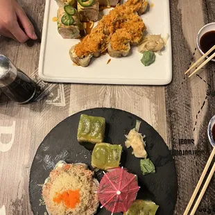 9. Volcano Roll  22. Moon Roll 17. Crazy Girl Roll 20. Hawaii Roll