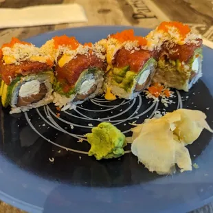 Sushi 99 roll.  2 bite sushi rolls a little too big