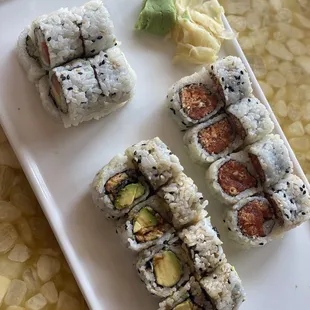 4. Spicy Tuna Roll, 10. Alaska Roll, Eel &amp; Avocado Roll