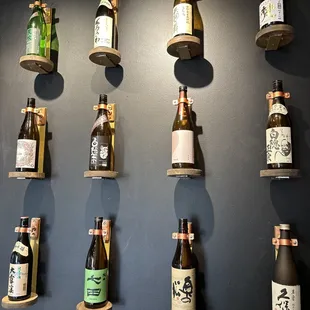 a wall full of wine bottles