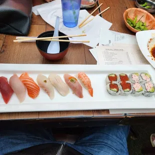 sashimi, sushi, sushi and sashimi, food