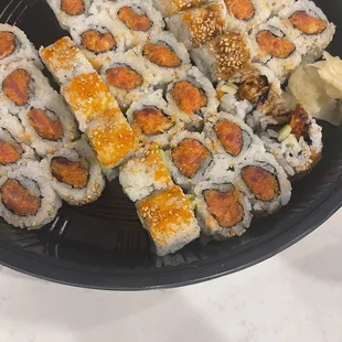 Spicy tuna, California roll and shrimp tempura roll