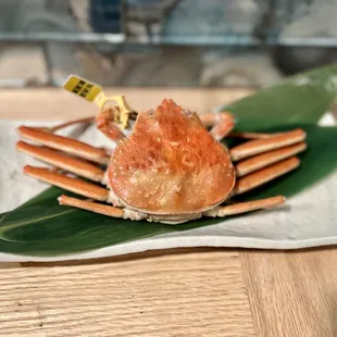 a crab on a leaf