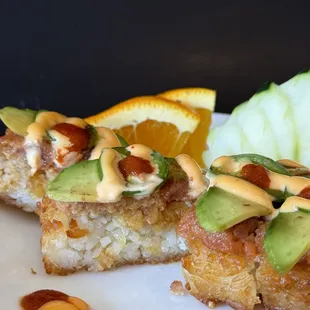 Crispy rice with spicy tuna