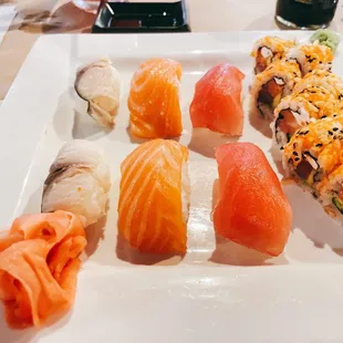 Mackerel Nigiri, Salmon Nigiri, Tuna Nigiri, Florida Roll