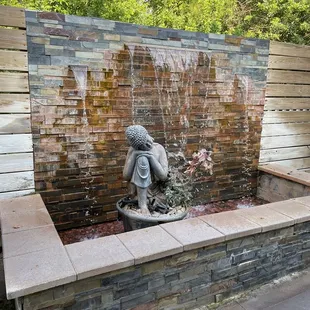 Buddha waterfall on patio