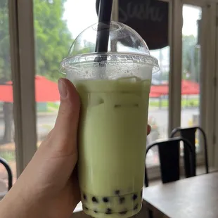 Honeydew milk tea $5