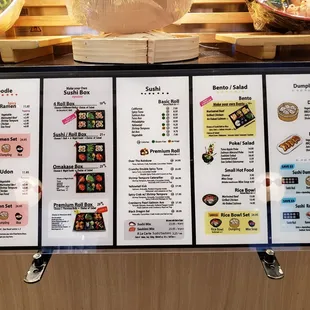 menu, sushi and sashimi
