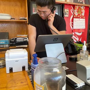 a man on a cell phone