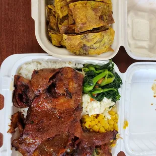 Spicy Pork plate and a side of meat jun