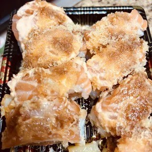 8 Piece Firecracker Roll (squished in the to-go container, they looked better in the restaurant )