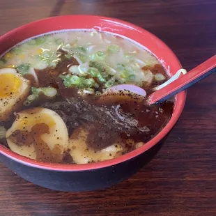 Pork tonkatsu broth with no added protein just an extra egg