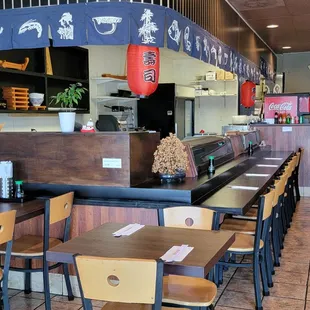 interior, sushi and sashimi