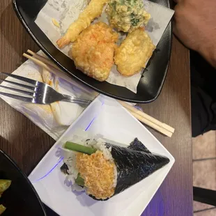 Hand roll and tempura