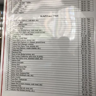 menu