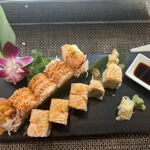 Lobster roll and the special of the Day roll , torched salmon roll ? I forget the name actually