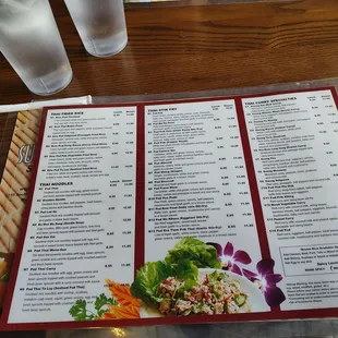 a menu on a table