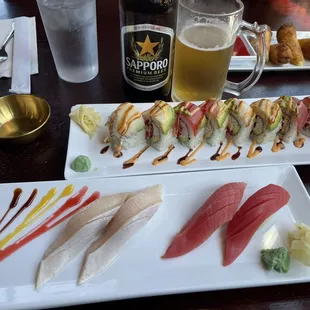 Double Double Roll and Yellow Tail and Tuna Nigiri