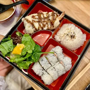 combo bento 2 items dinner ($16.99) -- california roll &amp; crunch roll