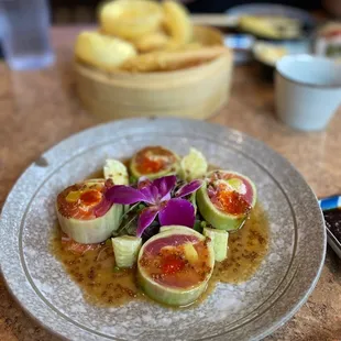 a plate of food on a table