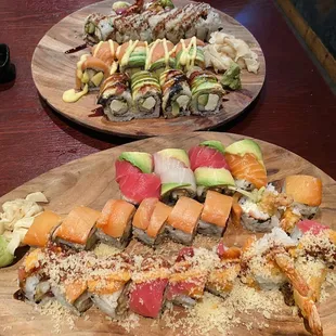 From top to bottom- Asa Lobster, Hawaii roll, Dragon Maki, Rainbow Maki, Sunshine Roll, Mang Bang roll (a favorite!)