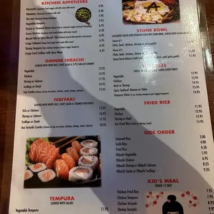 Sushi Asa menu