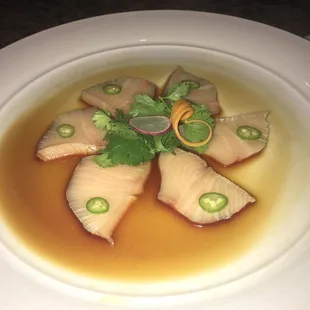 Yellowtail sashimi with jalepenos