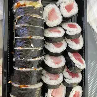 tuna mayo kimbap, yellowtail roll, tuna roll