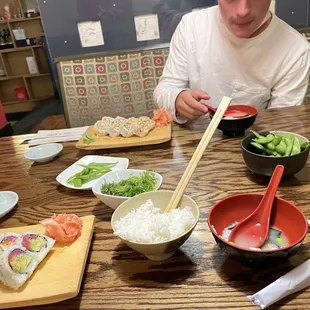 Spicy Tuna Roll* Miso Soup Seaweed Salad Edamame