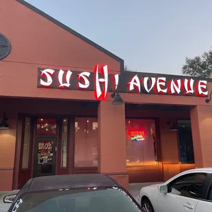 the outside of a sushi avenue restaurant