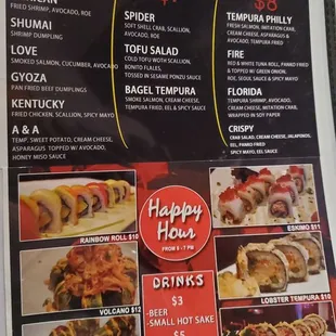 a happy hour menu