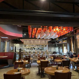 View from our booth of the restaurant &amp; sushi bar.