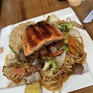 Steak and Salmon Hibachi