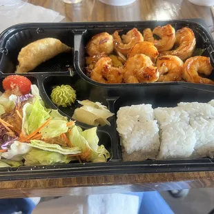 Teriyaki shrimp bento box
