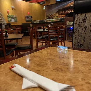 The back of the sushi bar everything is clean and well maintained.