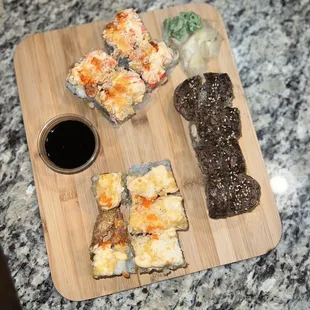 Burning desire, filet and lobster and double shrimp rolls