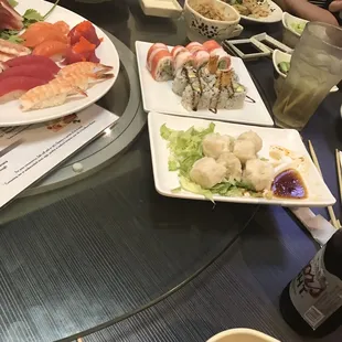 sashimi, sushi, sushi and sashimi, food
