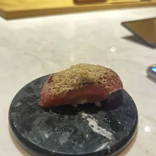 The extra $20 bite afterward. Otoro with frozen fois gras shaving on top. Sounds odd, but it was delectable.