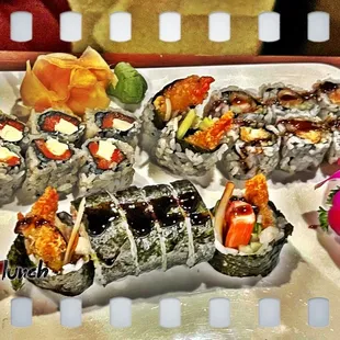 a plate of sushi